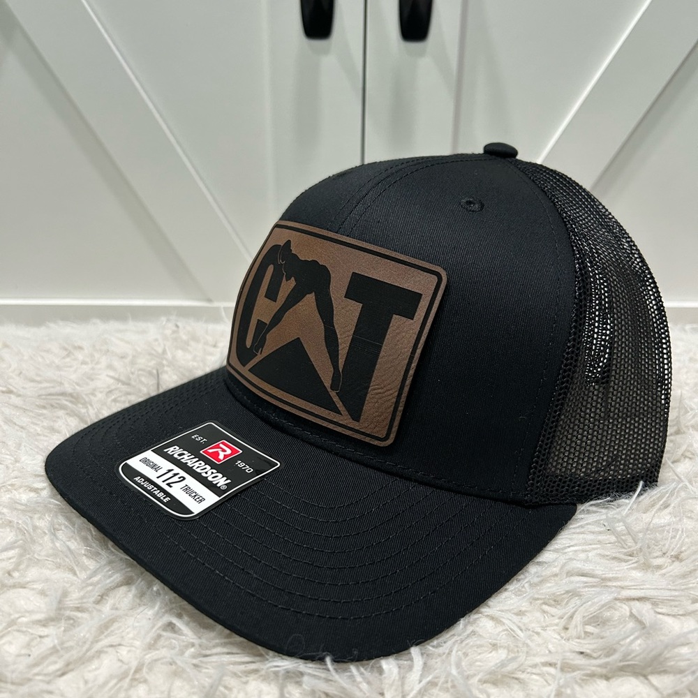 Laser engraved trucker Richardson 112 hat. Caterpillar CAT